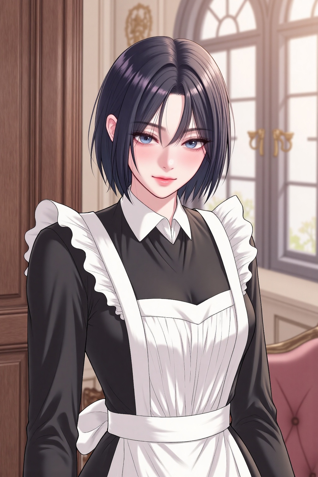 1 girl,  maid uniform,  handsome on Tensor.Art