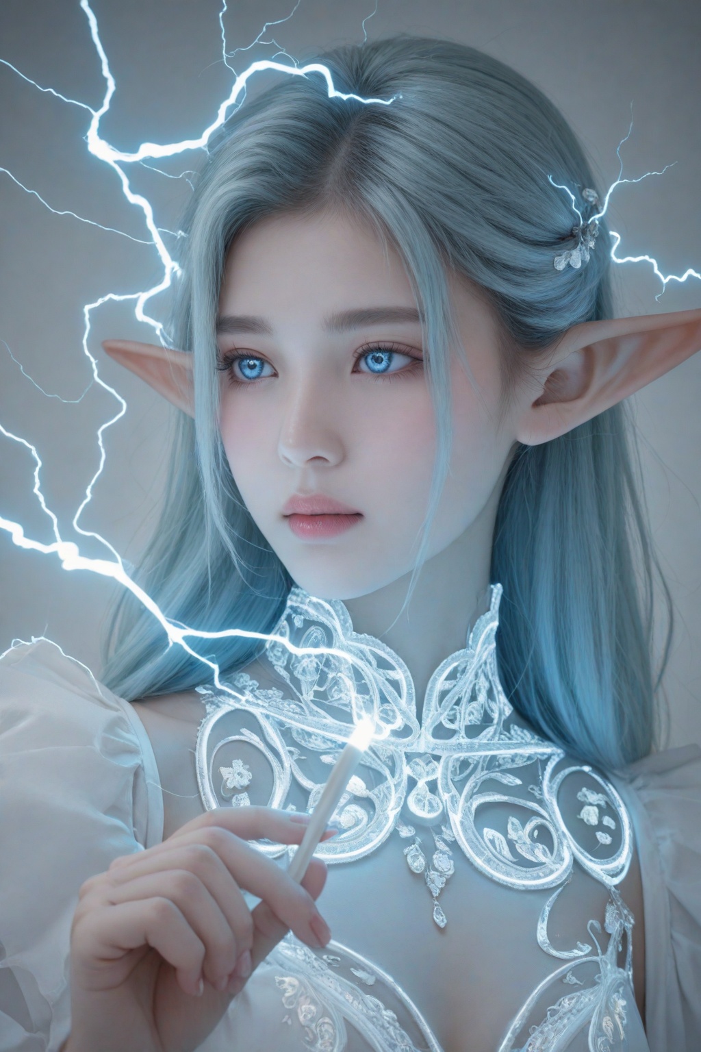 A photograph of beautiful hubggirl,  depth,  cinematic light BREAK Create a highly detailed close-up image of a fantasy el...