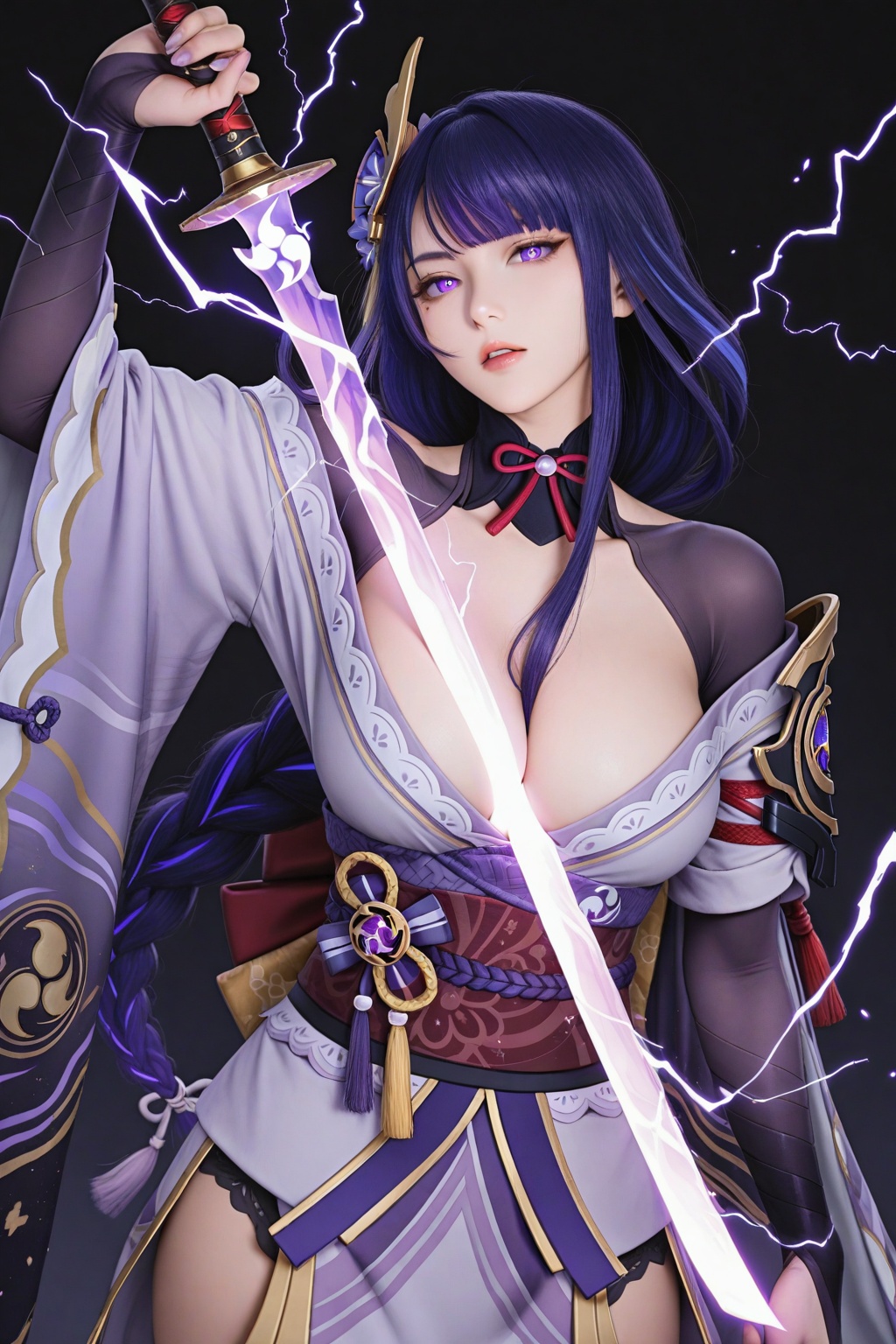 cowboy shot,  1girl,  raiden shogun on Tensor.Art