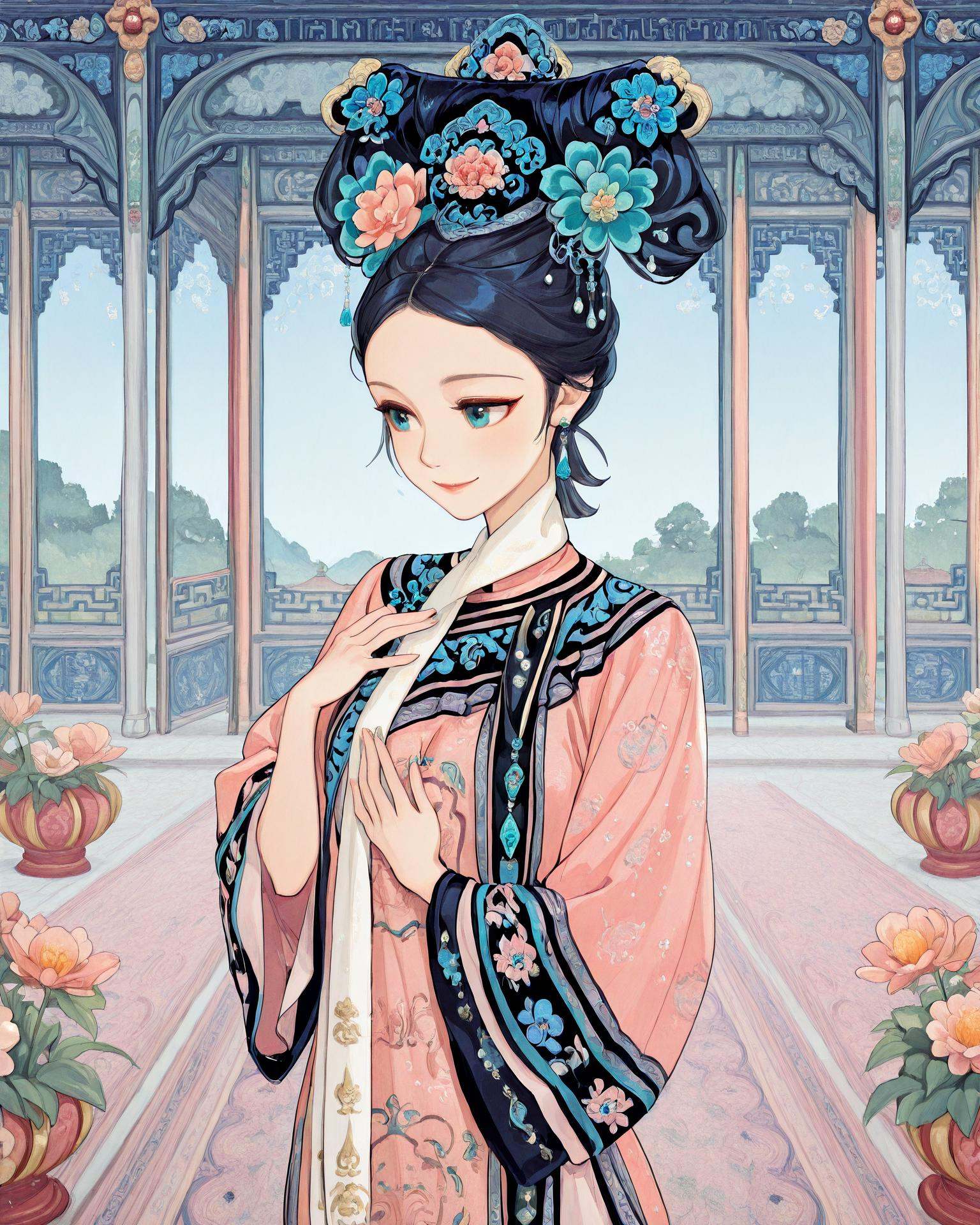 1girl,  qingfa,  (qingfa scarf:1 on Tensor.Art