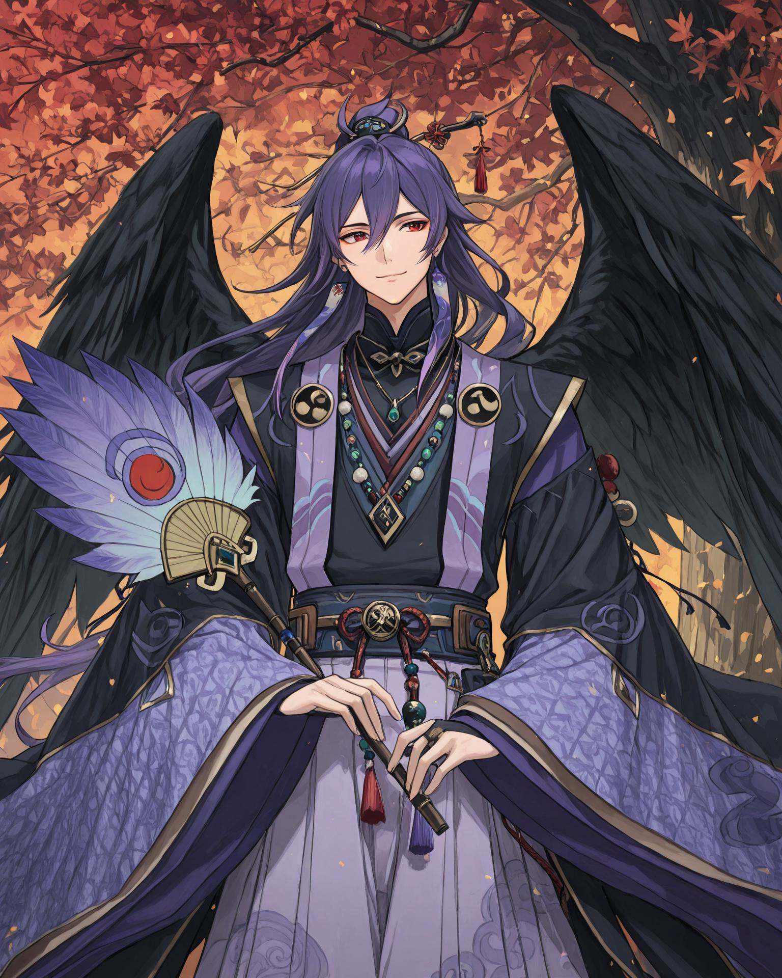1boy,  karateng,  holding a karateng fan on Tensor.Art