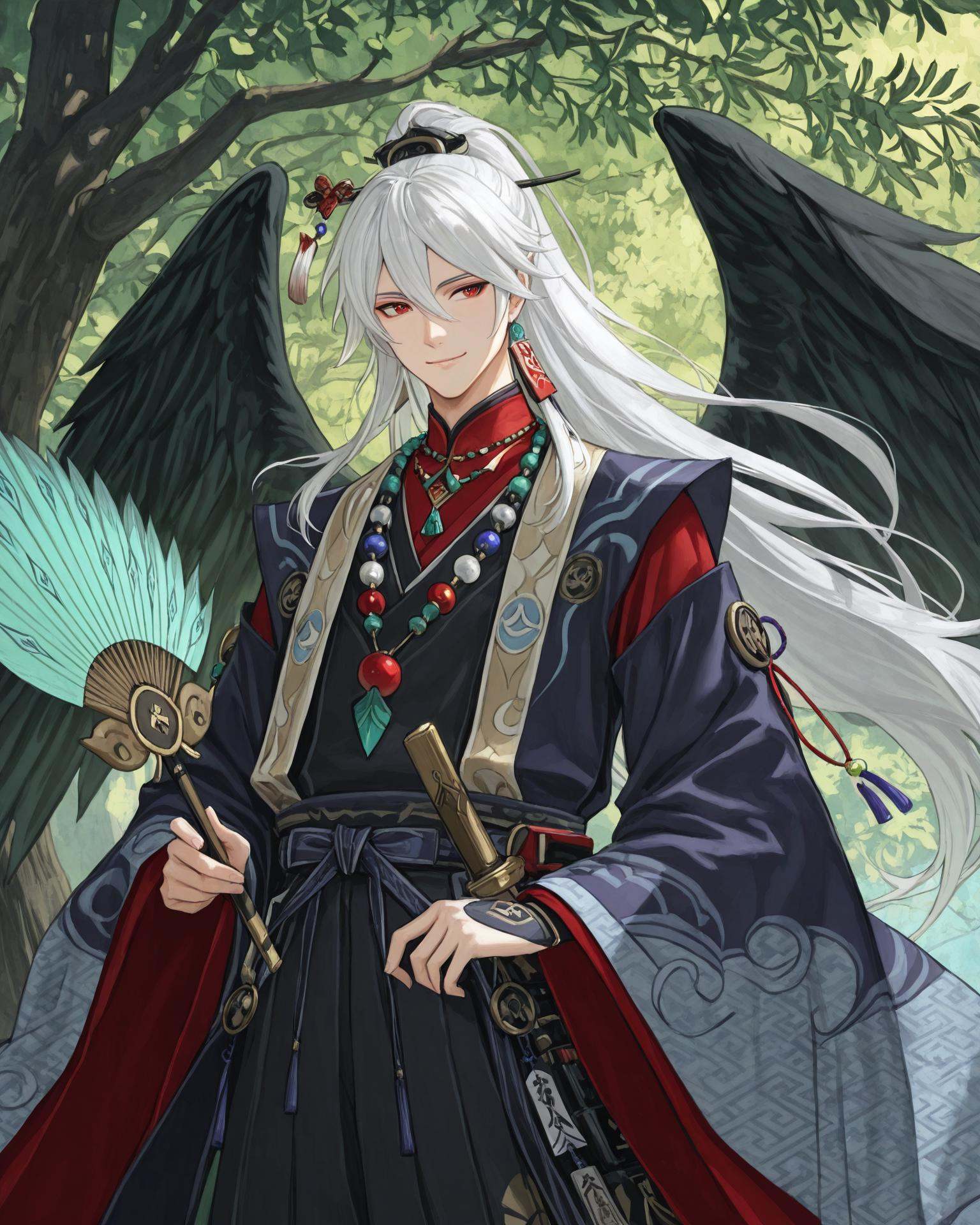 1boy,  karateng,  holding a karateng fan on Tensor.Art