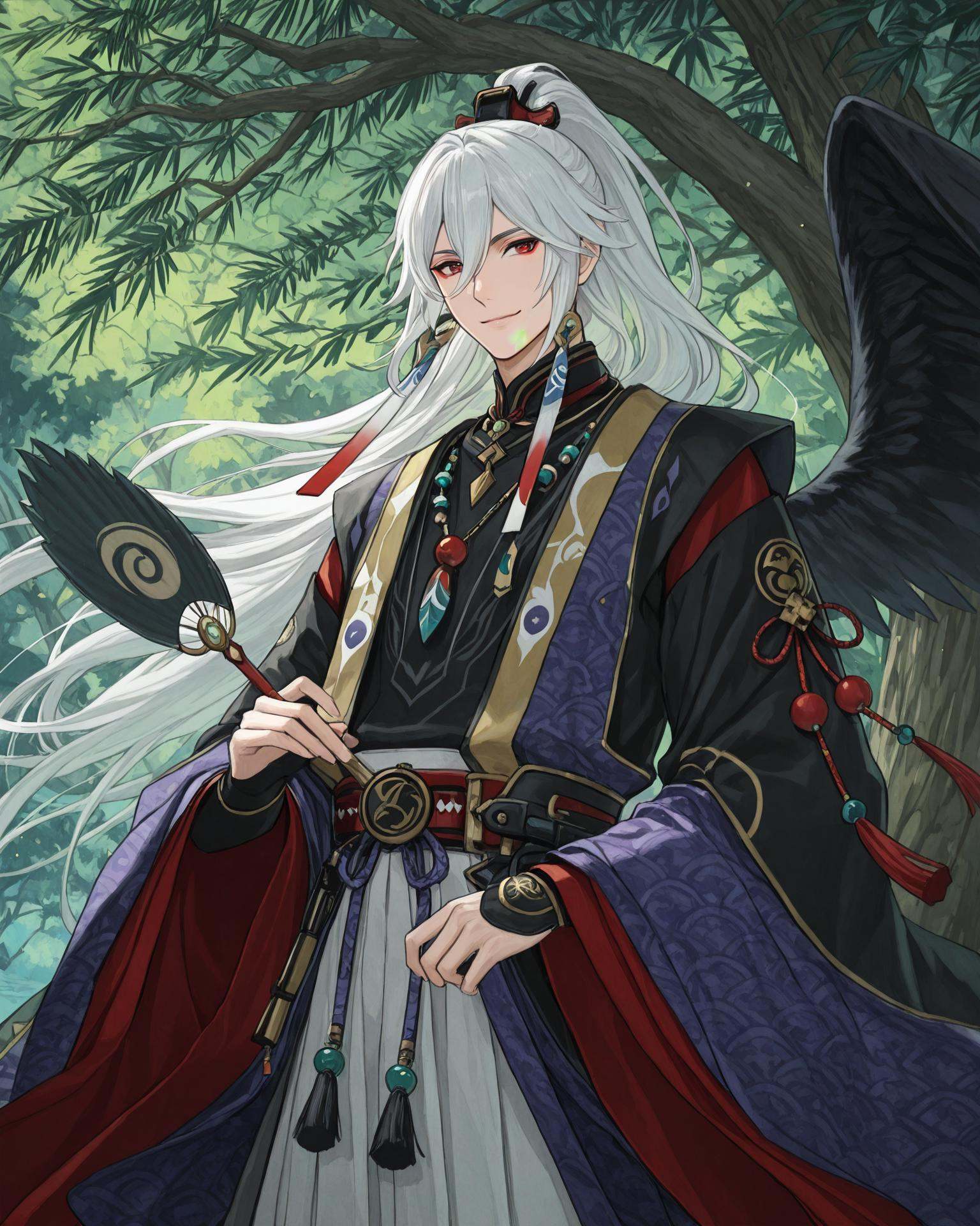 1boy,  karateng,  holding a karateng fan on Tensor.Art