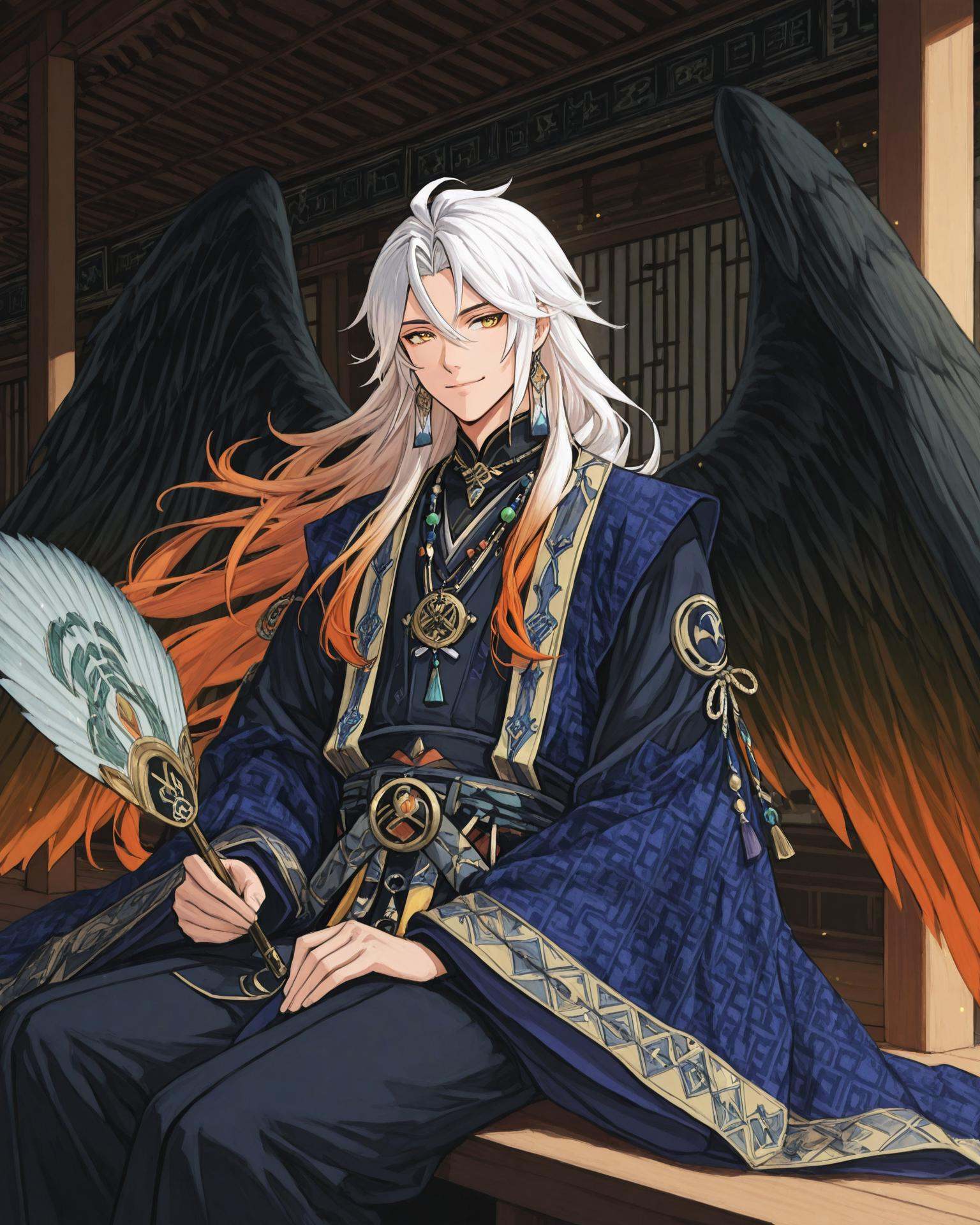 1boy,  karateng,  holding a karateng fan on Tensor.Art