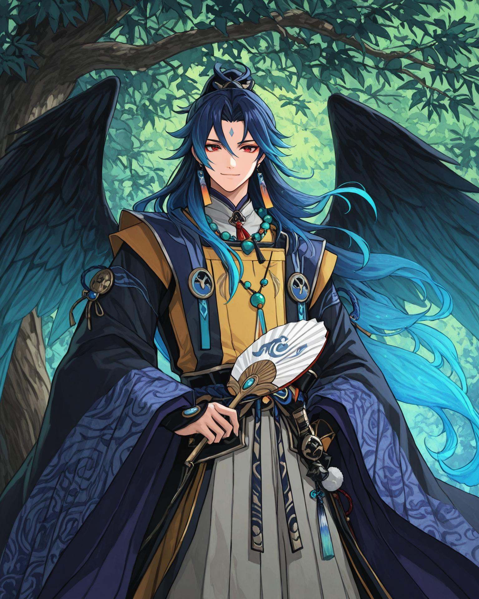 1boy,  karateng,  holding a karateng fan on Tensor.Art