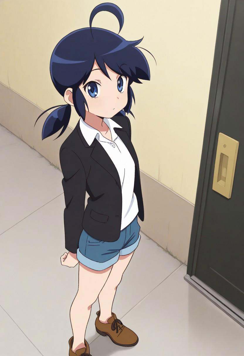 blue eyes,  dark blue hair,  low twintails on Tensor.Art