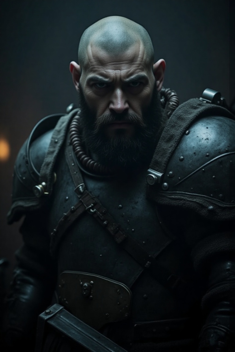 Battle dwarf,  plate armor,  grey face on Tensor.Art