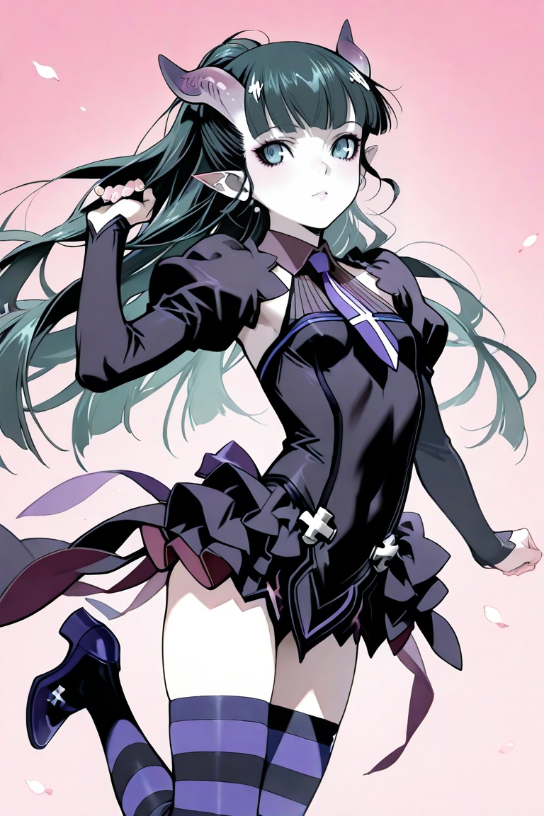 elea,  dress,  striped thighhgihs on Tensor.Art