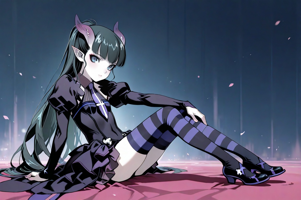elea,  dress,  striped thighhgihs on Tensor.Art