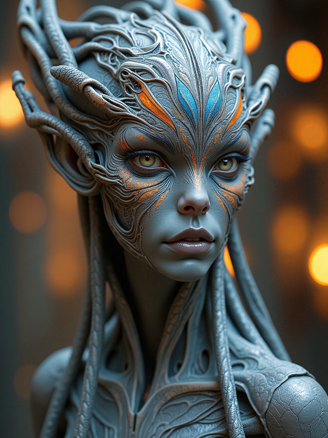 Niji Style,  A humanoid figure with intricate,  otherworldly features on Tensor.Art