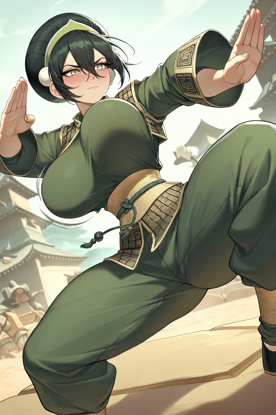 1girl,  toph beifong,  ((Black hair on Tensor.Art