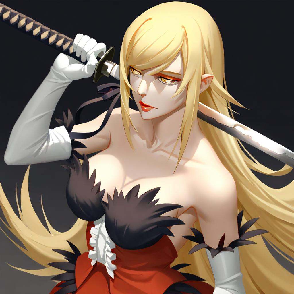 kiss-shot_acerola-orion_heart-under-blade,  yellow eyes,  long hair on Tensor.Art