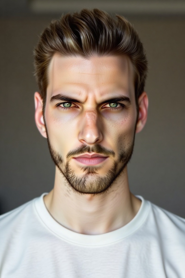 solo,  looking at viewer,  brown hair on Tensor.Art