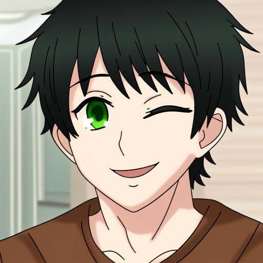 1boy,  smile,  green eyes on Tensor.Art