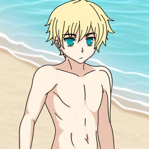 topless male,  1boy,  fluffy blonde hair on Tensor.Art