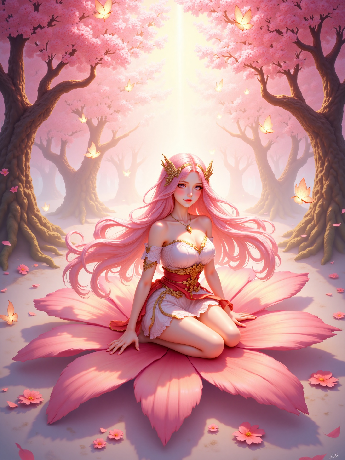 A highly detailed photograph fantasy art style,  featuring a female character with an ethereal,  almost mythical appearanc...