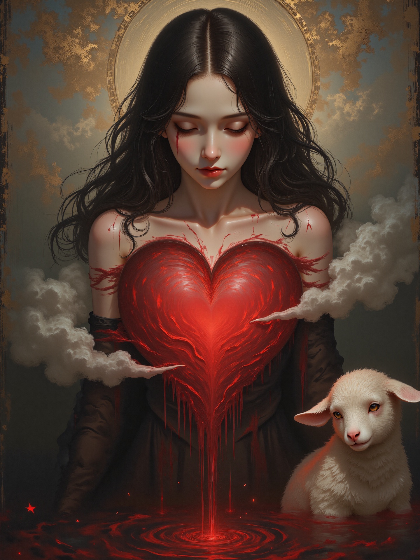 straight view,  a girl,  with a heart shape in her chest on Tensor.Art