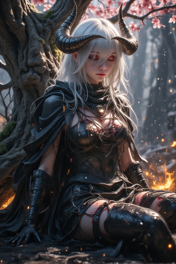 epic surrealism concept,  surrealism art,  An apex dark evil devil necromancer Sitting slumped on the ground on Tensor.Art