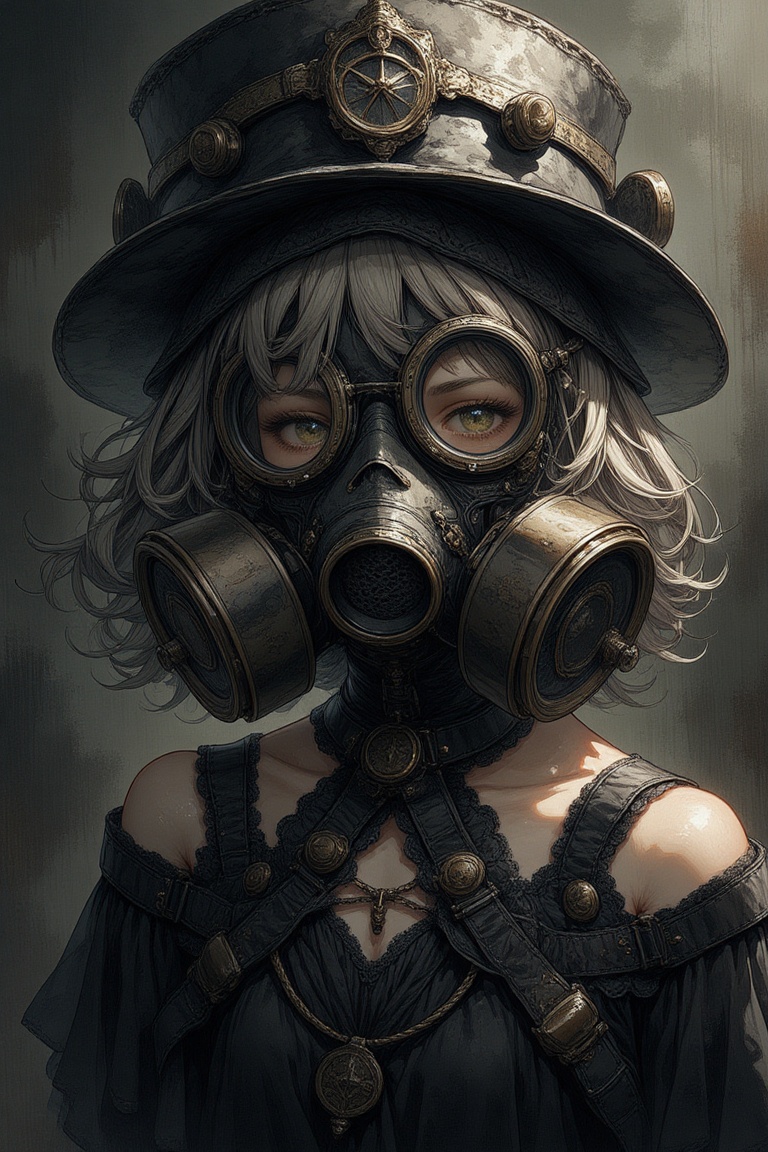 1girl,  gothicpunk,  gas mask on Tensor.Art