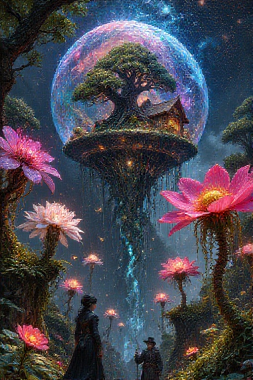In a whimsical,  surrealist landscape,  colossal iridescent soap bubbles on Tensor.Art