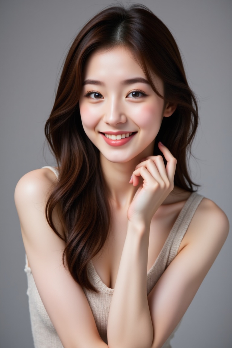 a young Asian woman,  smile,  dynamic pose on Tensor.Art