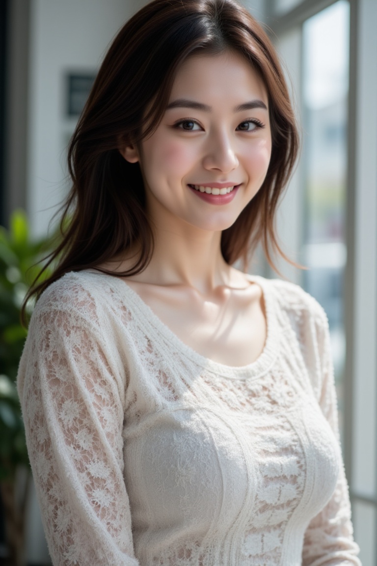 a young Asian woman,  smile,  dynamic pose on Tensor.Art