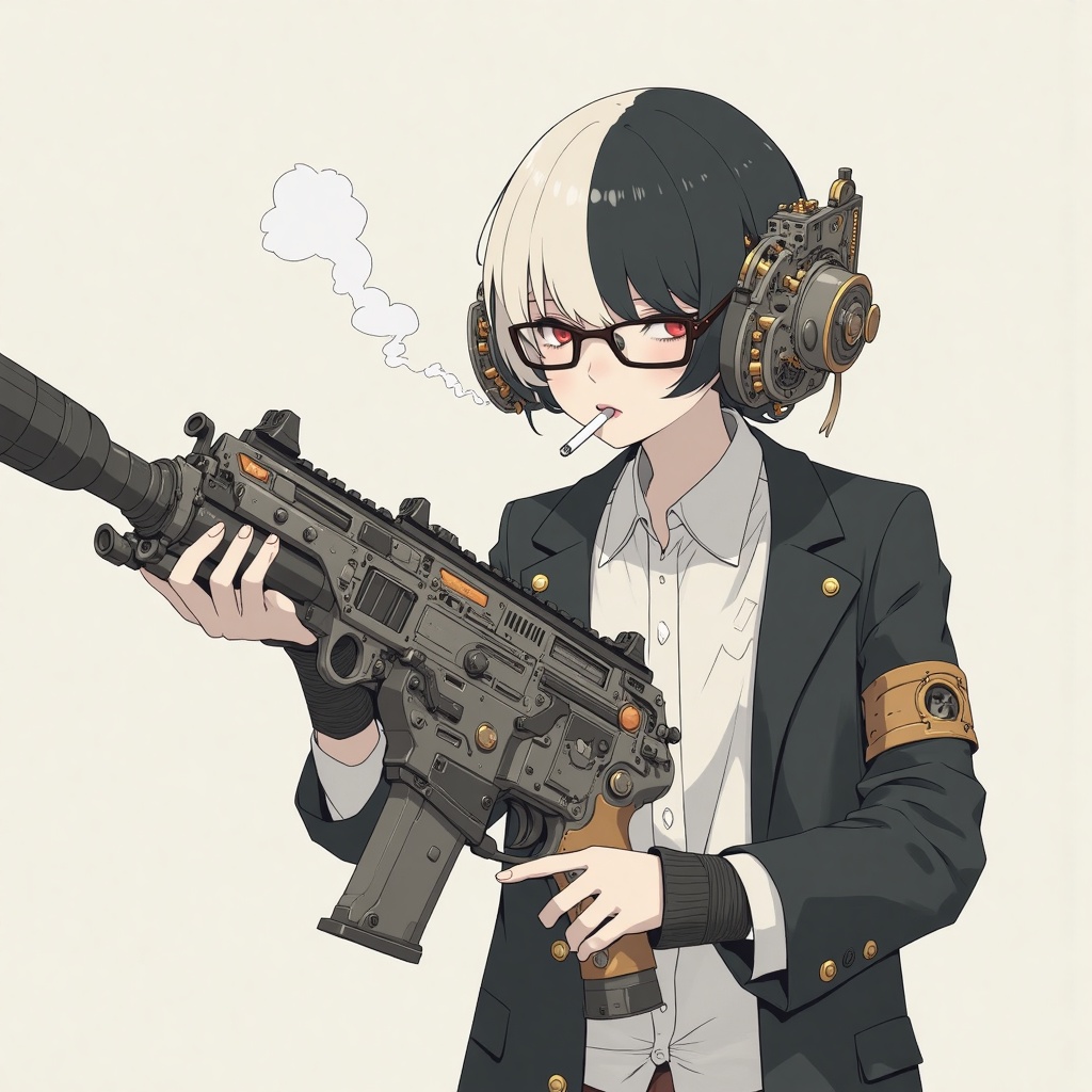 The image depicts a stylized,  anime-inspired character with a half-black,  half-white face on Tensor.Art