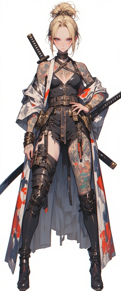 Anime art. A highly detailed and realistic digital illustration shoot from a frontal camera angle about a female character...