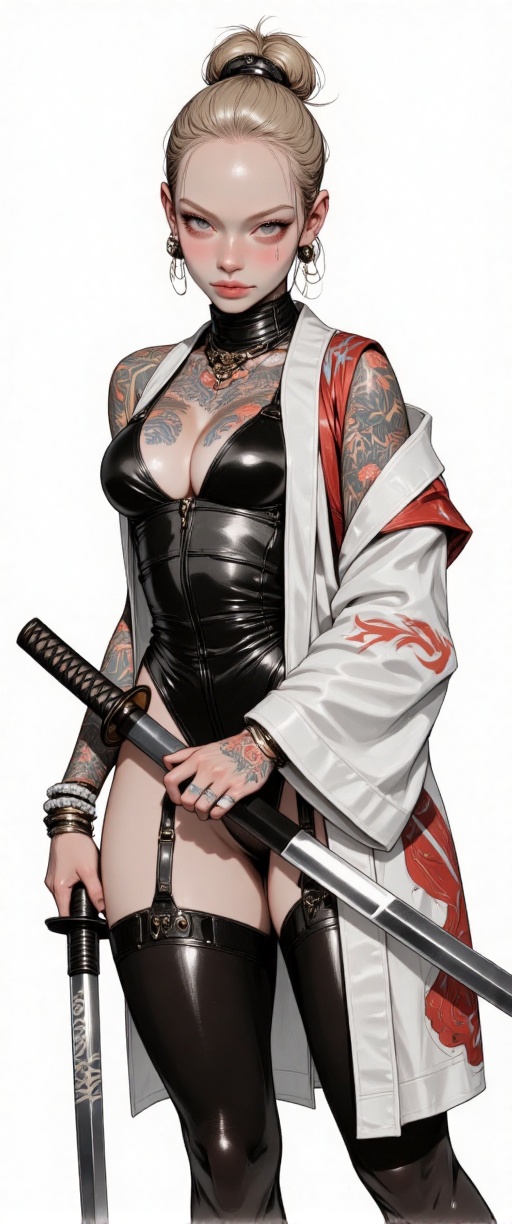 Anime art. A highly detailed and realistic digital illustration shoot from a frontal camera angle about a female character...