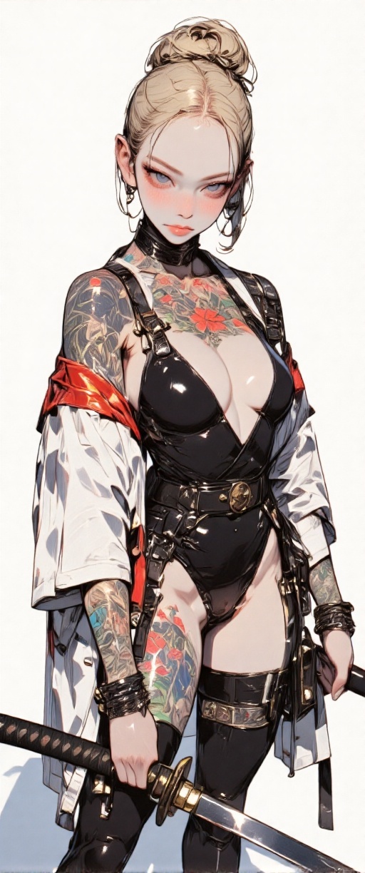 Anime art. A highly detailed and realistic digital illustration shoot from a frontal camera angle about a female character...