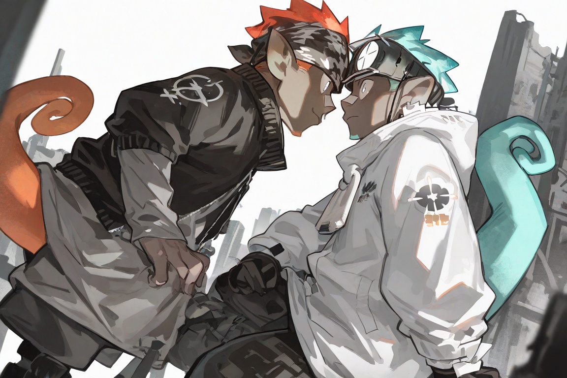 2boys,  looking at another,  face-to-face on Tensor.Art
