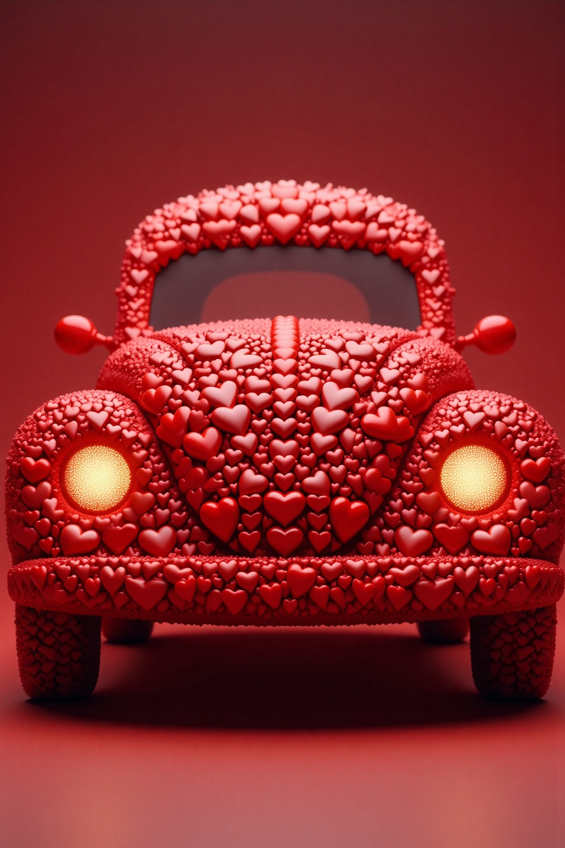 The image is a digital artwork featuring a stylized,  three-quarter view of a small,  rounded car on Tensor.Art