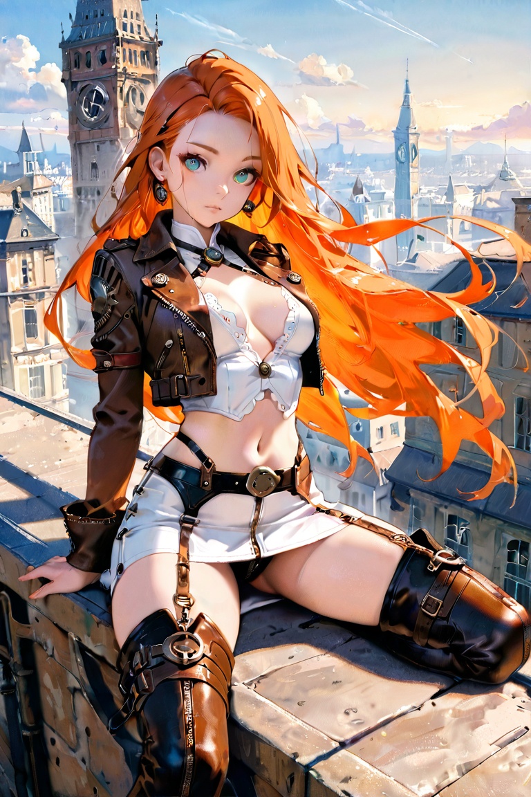 tight white skirt,  cropped jacket,  open shirt on Tensor.Art