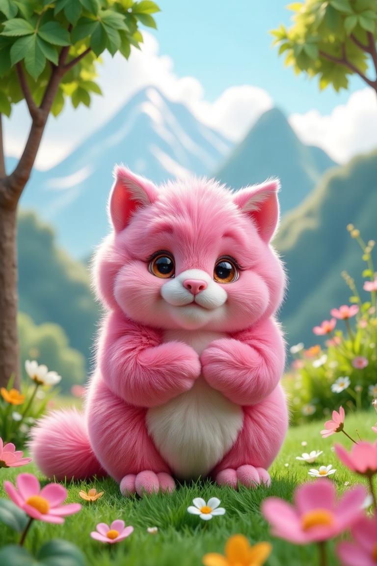 Soft Fluffy world,  pepohonan dengan daun daun terbuat dari bahan soft fluffy,  harimau dengan bulu soft fluffy on Tensor.Art