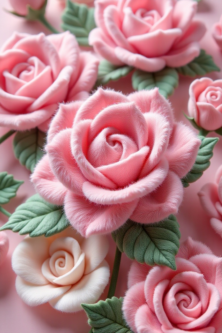Soft Fluffy Rose Fabric Texture Flowers on Tensor.Art