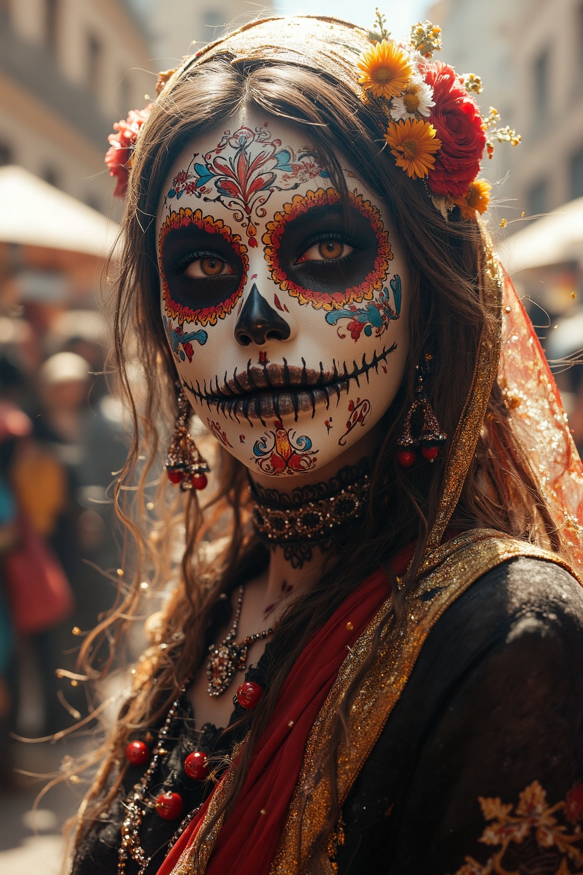 Dias de los Muertos Parade in Mexico City,  high-resolution photography,  ultra-realistic on Tensor.Art