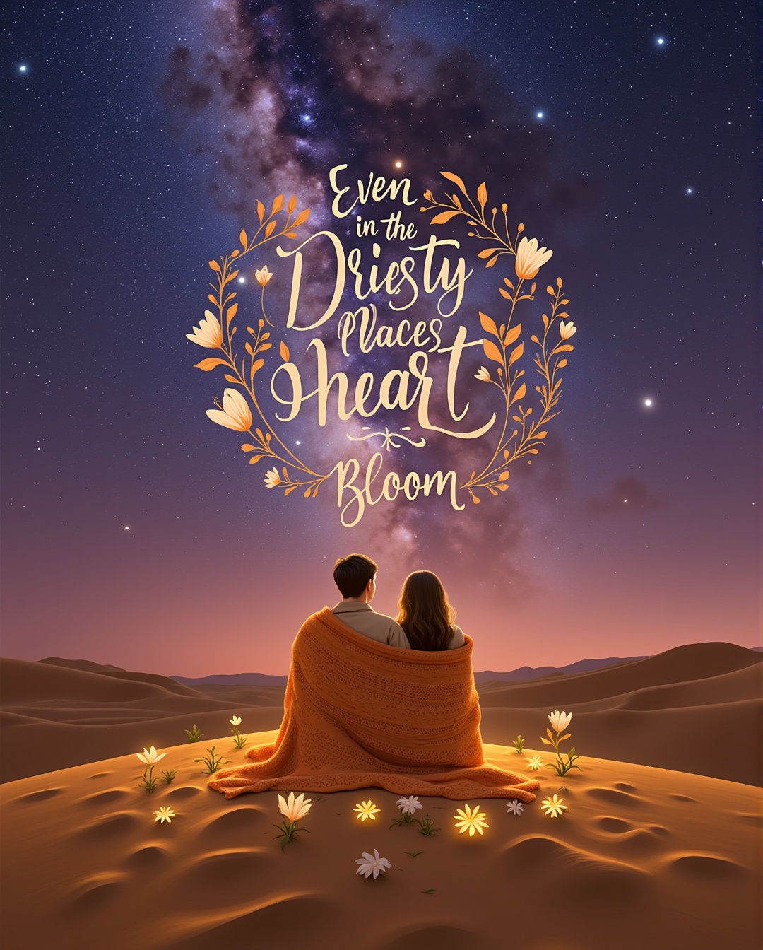 A vast,  luminous golden desert stretches endlessly under a soft,  serene twilight sky on Tensor.Art