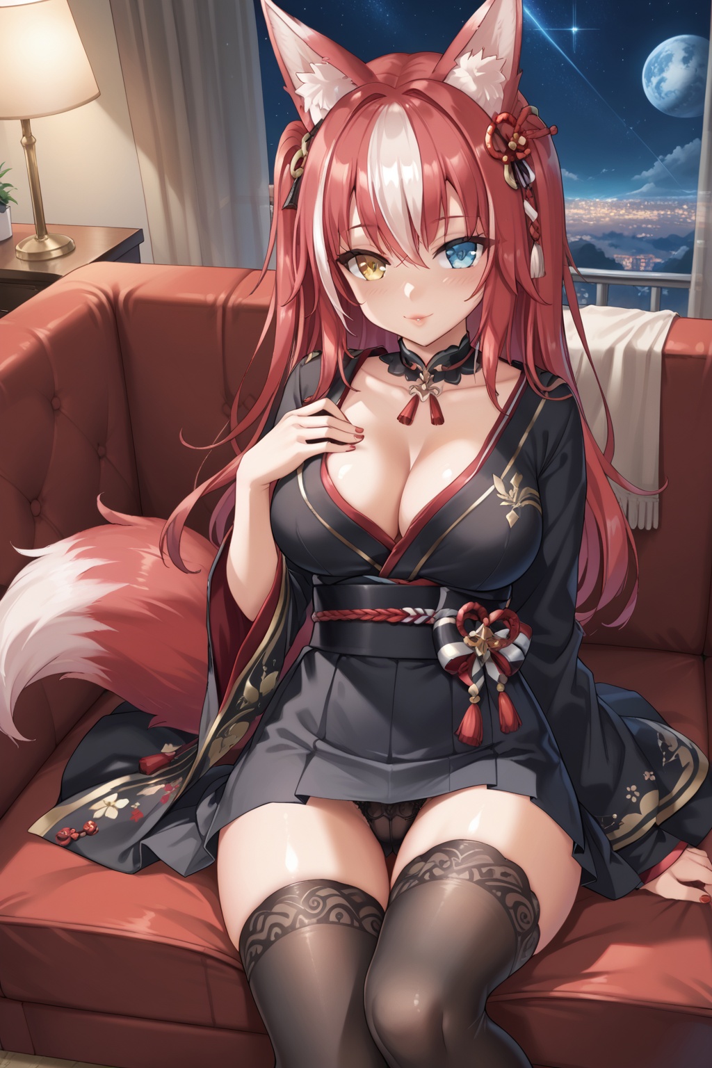 Kannazuki Sora,  heterochromia in their eyes,  lascivious look on Tensor.Art