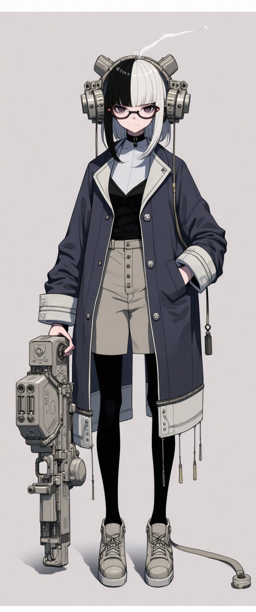 The image depicts a stylized,  anime-inspired character with a half-black,  half-white face on Tensor.Art