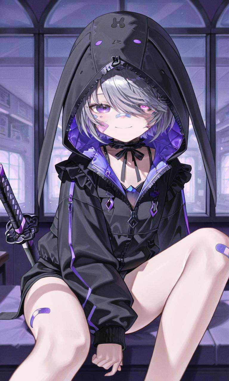 KosekiBijouCODE81800,  bandaid on face,  animal hood on Tensor.Art