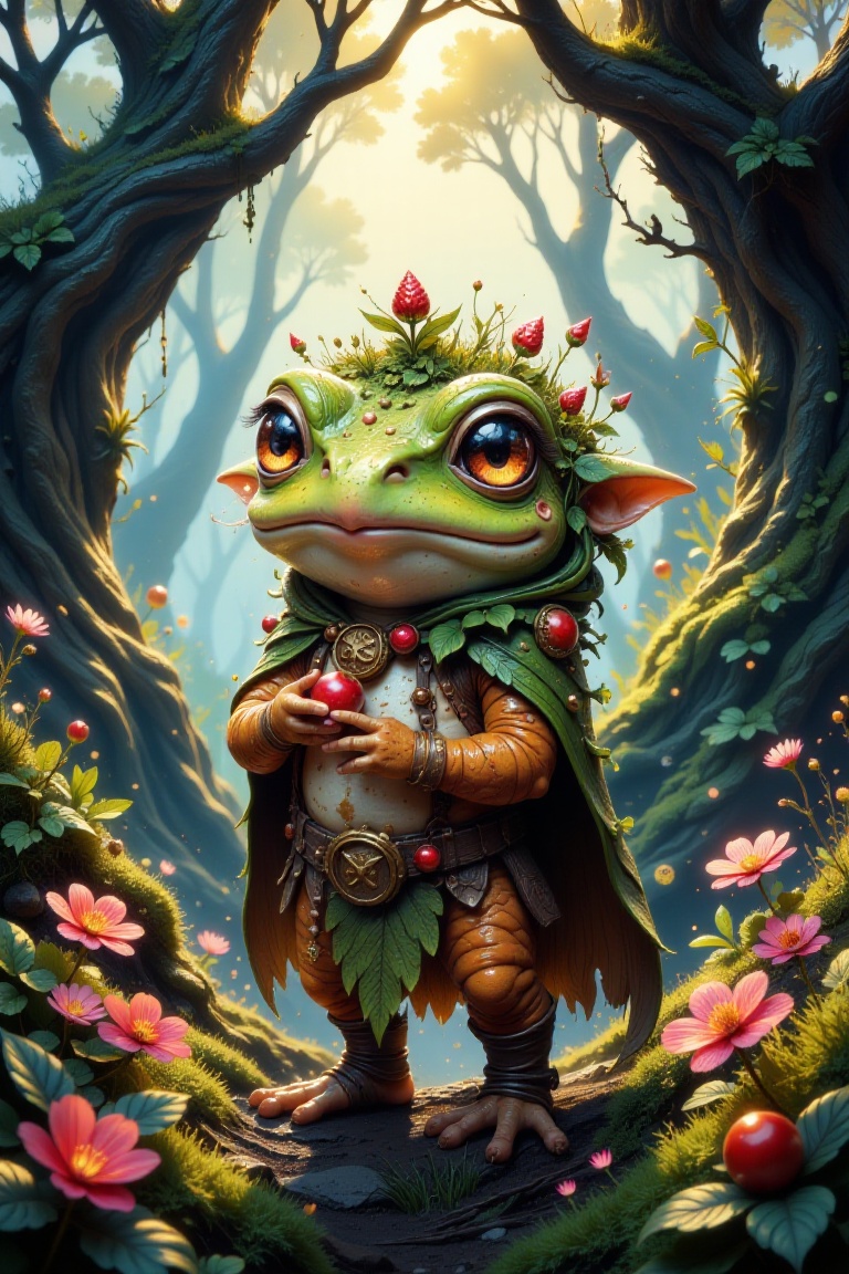 Magicy,  A A whimsical fantasy toad in a magical forest,  a small on Tensor.Art