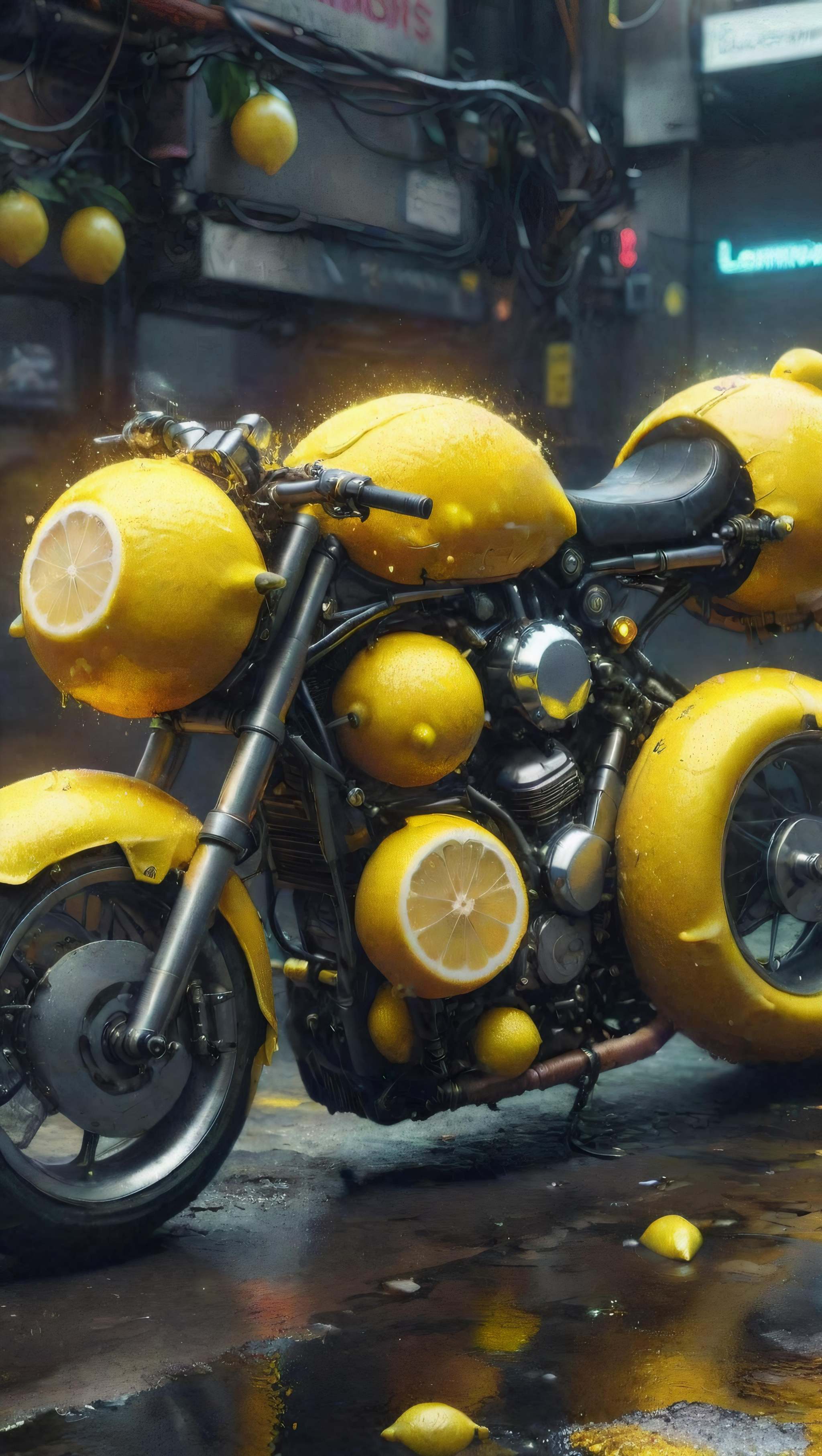 wl_lemons,  a cyberpunk motorcycle on Tensor.Art