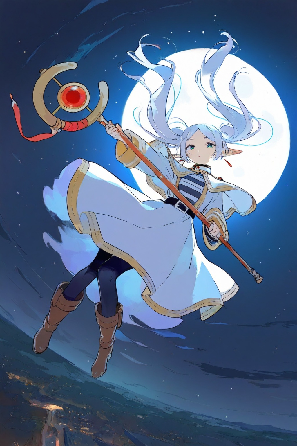 1girl,  frieren,  mage staff on Tensor.Art
