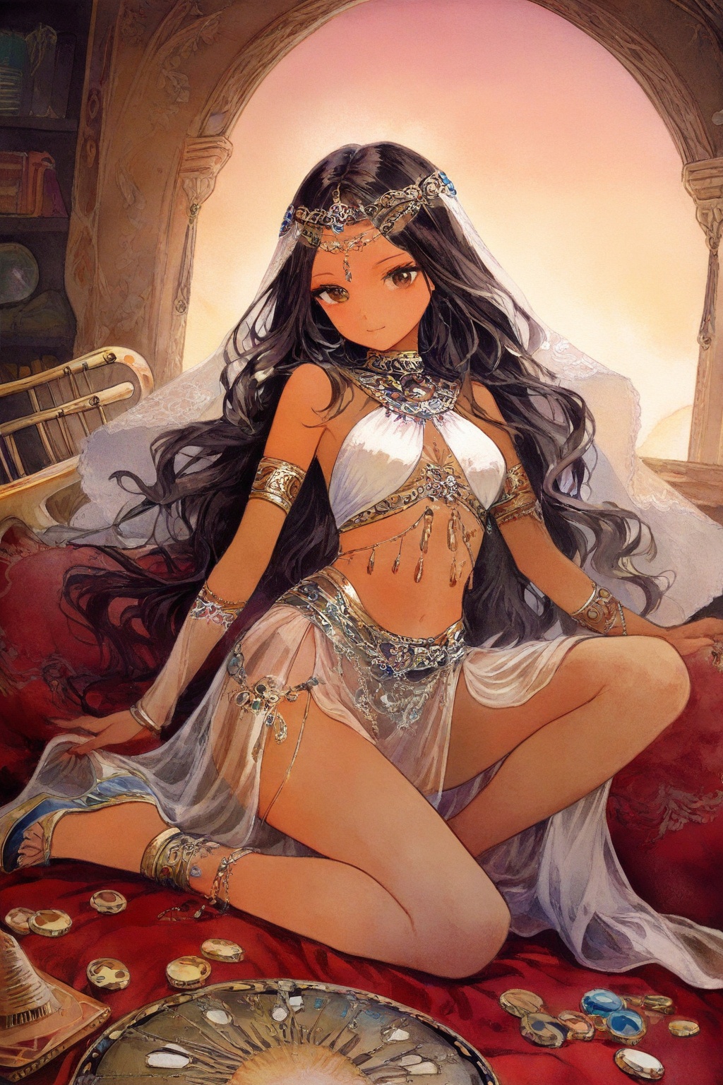 1girl,  (enchanting arabian princess) woman,  normal build on Tensor.Art