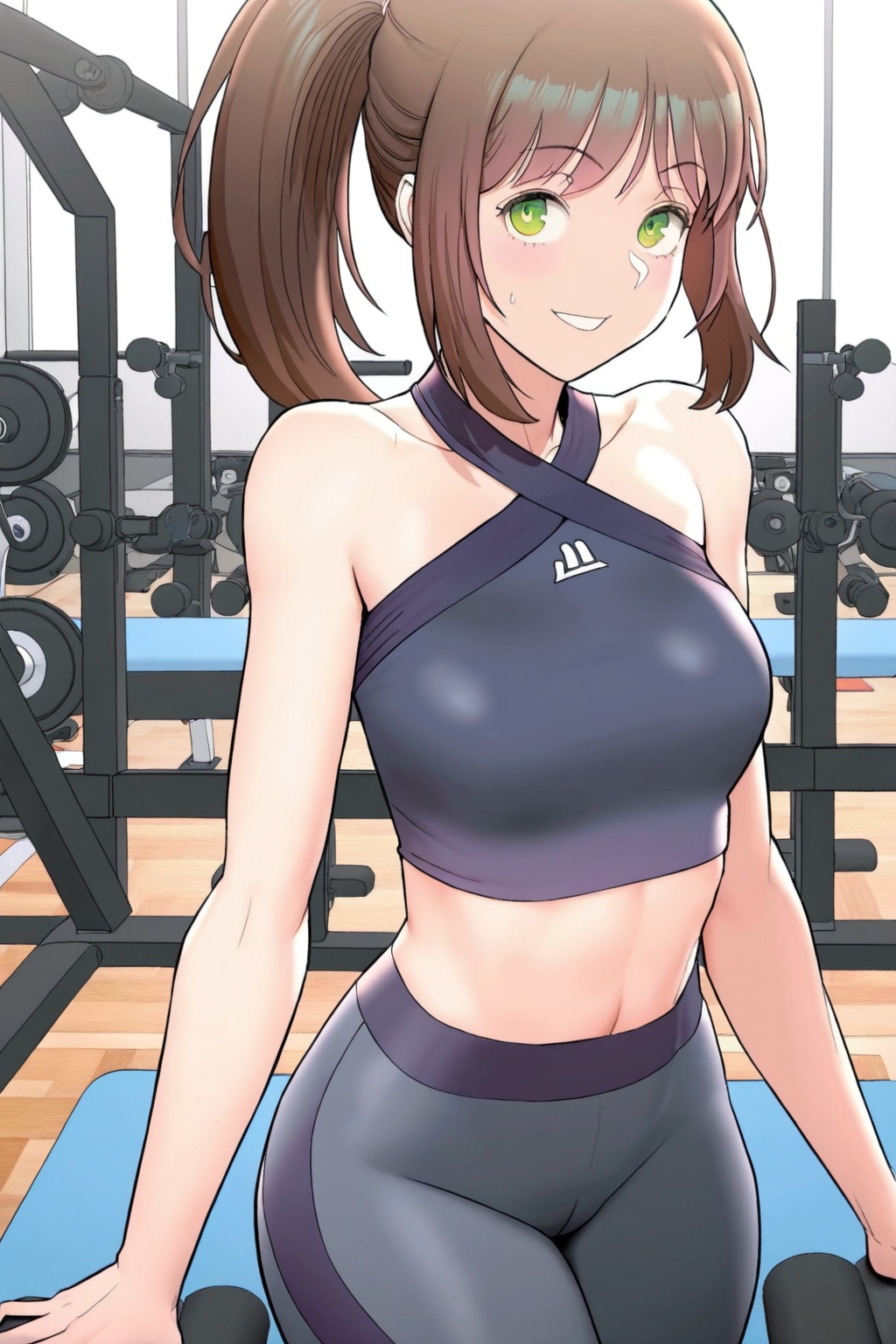 Smile ,  looking at viewer ,  In a gym on Tensor.Art