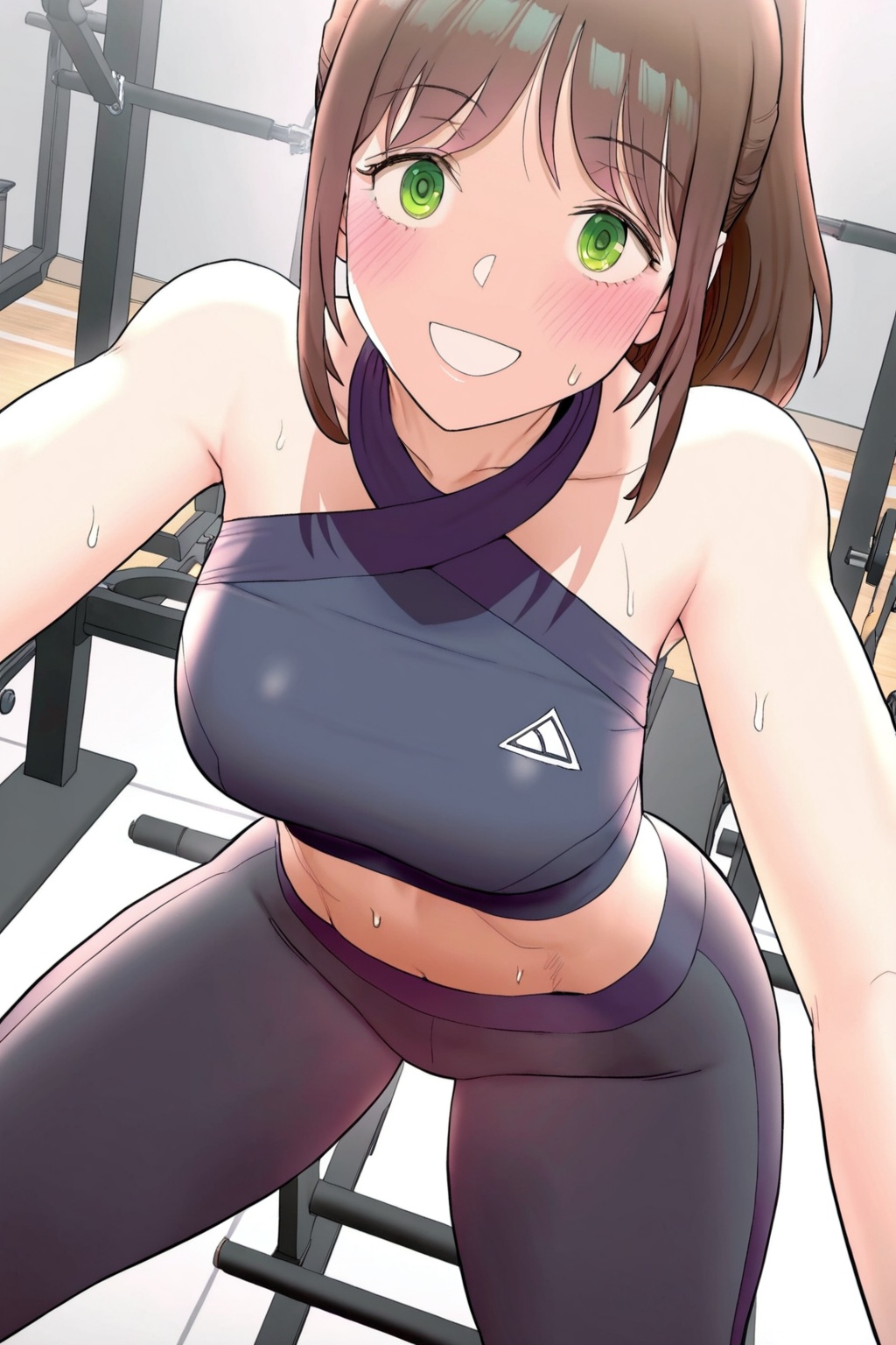 Smile ,  looking at viewer ,  In a gym on Tensor.Art