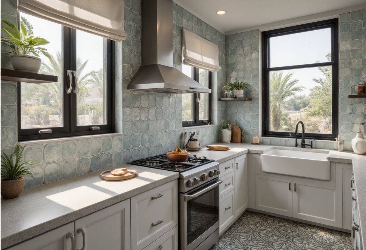 Modern perl glazed tile kitchen backsplash ,  fotopets_tiles on Tensor.Art