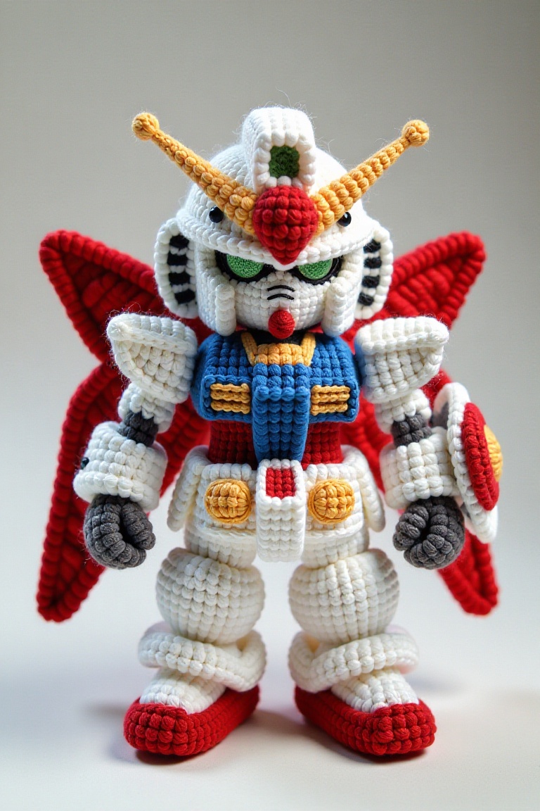 A whimsical amigurumi crochet art,  gundam fly on Tensor.Art