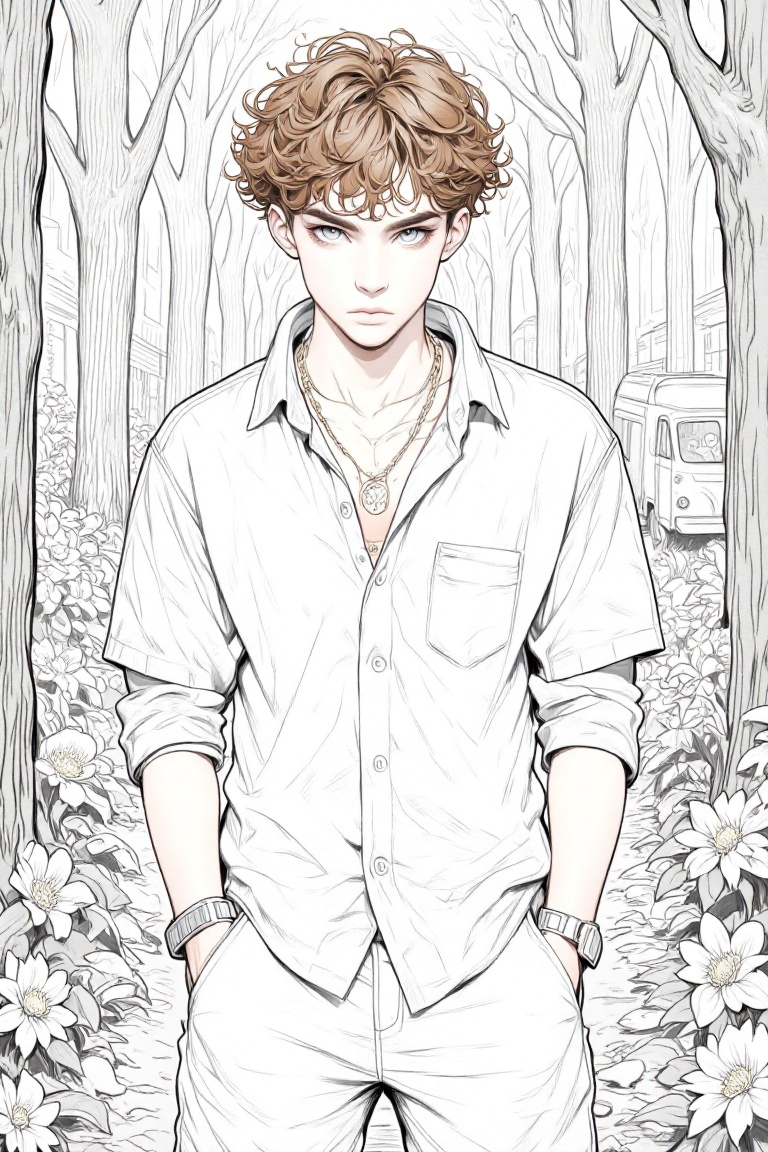 solo,  brown hair,  shirt on Tensor.Art