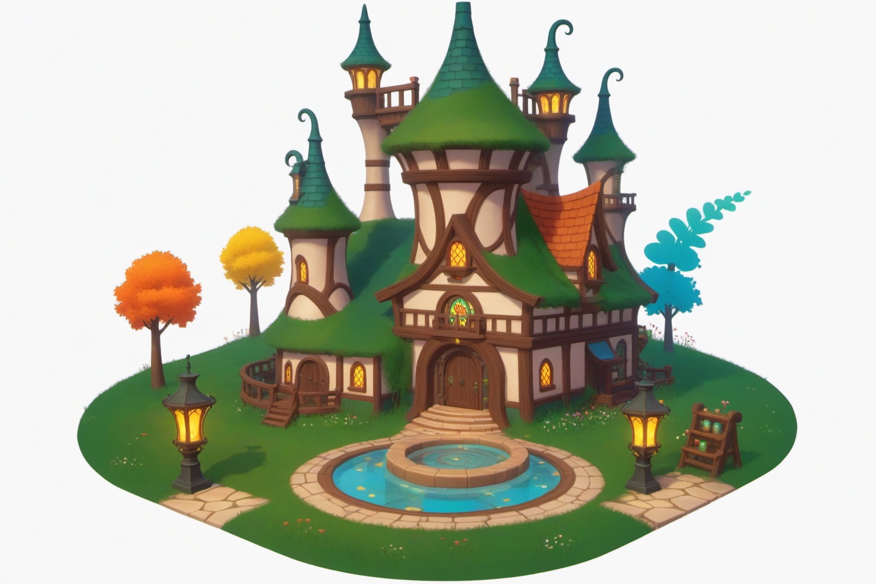 (stylized building,  concept art,  clean shapes on Tensor.Art